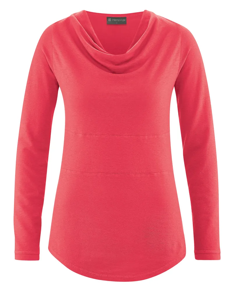 HempAge Hempage Damen vegan Langarm Top In Tomatenrot, Rot, – Produktbild 1 von 2