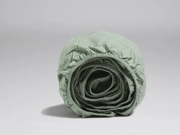 Yumeko Spannbettlaken "Yumeko" aus Perkal-Baumwolle, Jade green, – Produktbild 1 von 4