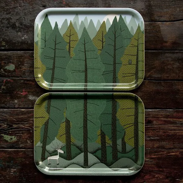Cmig Cmig kleine Tabletts 2er Set Tannenwald aus Birkenfurnier – Produktbild 1 von 4