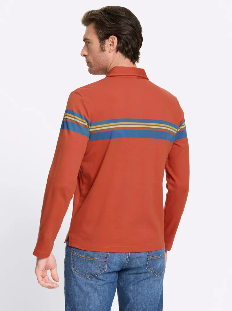 Catamaran Langarm-Poloshirt terra-bedruckt, Terra-bedruckt, – Produktbild 2 von 2