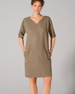 HempAge Hempage Damen vegan Kleid Mit V-Ausschnitt Shitake Beige – Produktbild 1 von 1