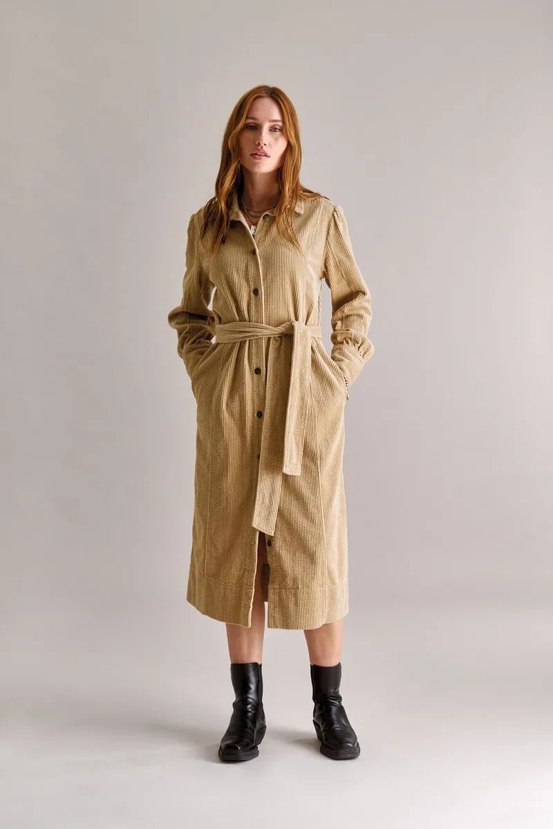 KOMODO KOMODO Damen vegan Kleid Haritti Cord Croissant Beige, Beige, – Produktbild 1 von 2