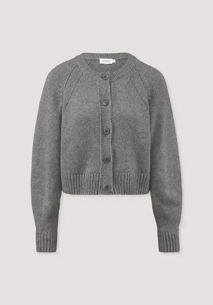 hessnatur hessnatur Strick Jacke Relaxed Cropped aus Bio-Merinowolle mit Bio-Baumwolle, Grau, – Produktbild 4 von 4
