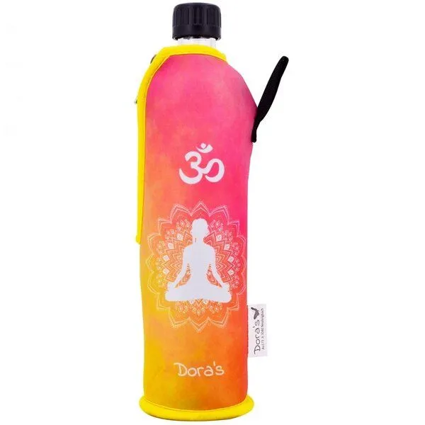 Dora's Dora's Dora’s Glas-Trinkflasche "Chakren" (0,5l) – Mit isolierender Neoprenhülle – Achtsamkeit – Produktbild 4 von 5