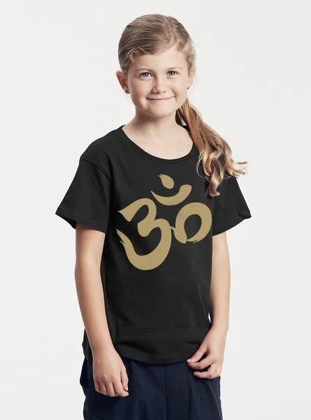 Peaces.bio - handbedruckte Biomode Peaces.bio - handbedruckte Biomode Bio-Kinder T-Shirt Om, Schwarz, – Produktbild 2 von 2