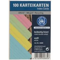 100 Karteikarten aus Recyclingkarton 190 g/m² DIN A7, farbig sortiert – Produktbild 1 von 1