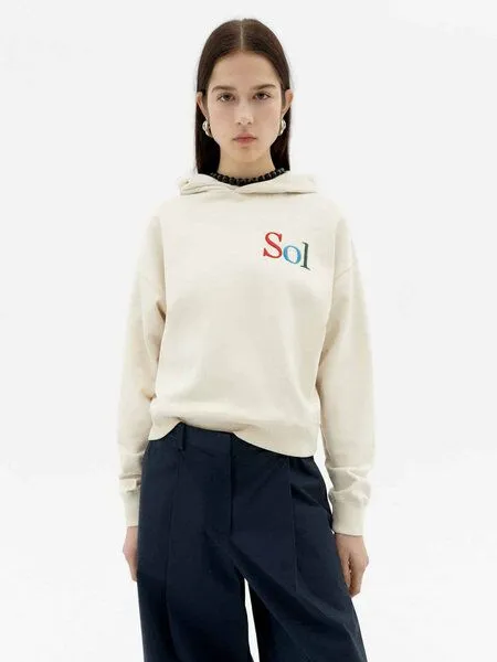 thinking mu thinking mu Valeria Sol - Damen Hoodie aus Bio-Baumwolle, Sol type (weiß), – Produktbild 1 von 4