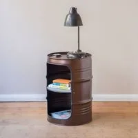 Lockengelöt Lockengelöt Nachttisch/Couchtisch aus einem kleinen Ölfass, Kupfer, – Produktbild 2 von 2