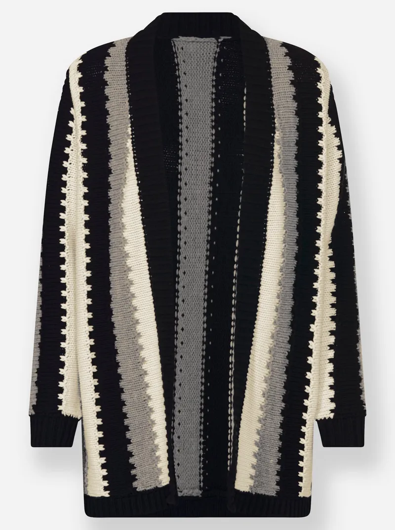 Witt Longstrickjacke, Schwarz-champagner-gemustert, – Produktbild 1 von 2