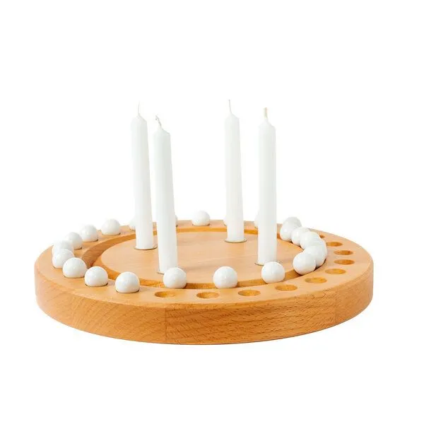 klotzaufklotz klotzaufklotz Adventskalender und Adventskranz mit Baumkerzen, Weiß, – Produktbild 3 von 8