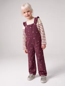Vertbaudet Latzhose mit Volants und Blumenstickerei Mädchen – Produktbild 1 von 1