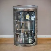 Lockengelöt Lockengelöt Hausbar Vitrine aus einem Hamburger Ölfass, Ringbrüniert, – Produktbild 2 von 4