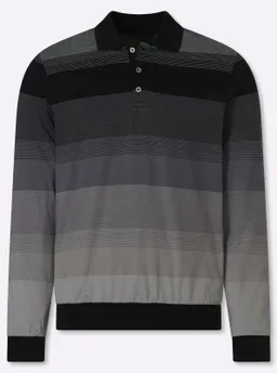 marco donati Langarm-Poloshirt schwarz-anthrazit-gestreift – Produktbild 1 von 1