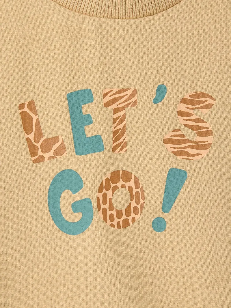 Vertbaudet Baby Sweatshirt mit Print LET'S GO cappuccino, Cappuccino, – Produktbild 3 von 4