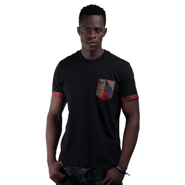 Africulture T-Shirt Africulture "Sunset" mit Brusttasche aus Westafrikanischem Kitengestoff – Produktbild 2 von 4