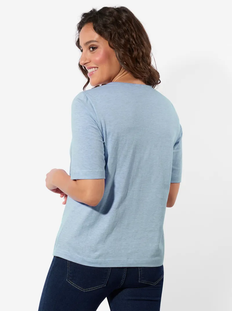 Witt V-Shirt hellblau-meliert, Hellblau-meliert, – Produktbild 2 von 2