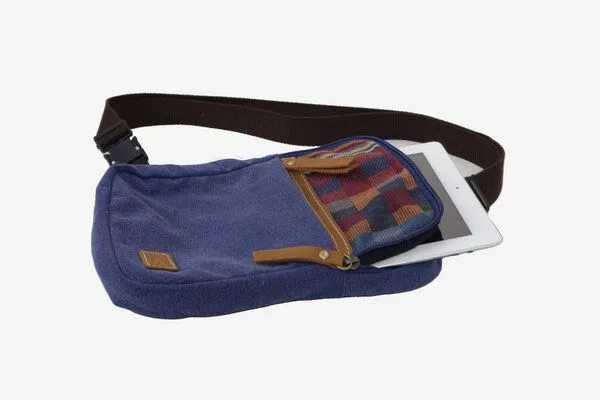 Dragolina Dragolina Crossbody Tablettasche Faun W. mit Webstoff der Pwo Karen, Azurblau karo (blau), – Produktbild 4 von 4