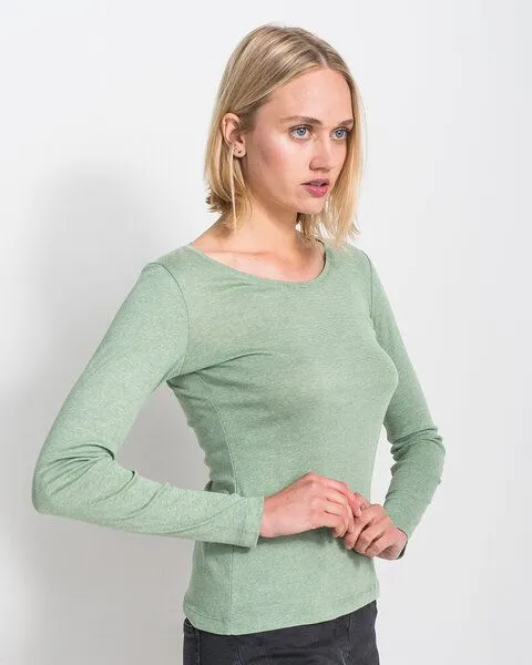 Alma & Lovis Alma & Lovis Ringel-Jerseyshirt aus Bio-Baumwolle | Melange Shirt, Hellgrün, – Produktbild 2 von 4