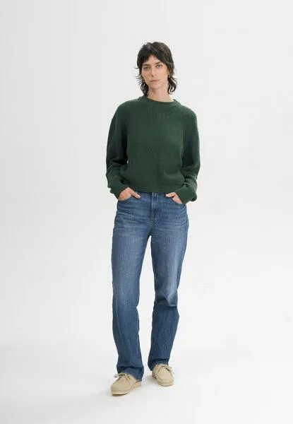 MELA MELA Rippstrick Pullover ADAH aus 100% Bio-Baumwolle, Deep forest melange, – Produktbild 3 von 4