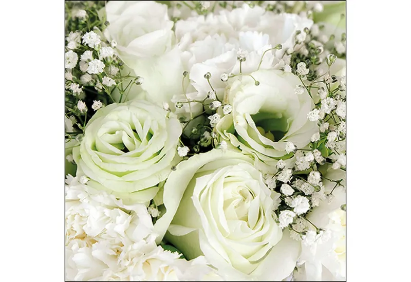 Ambiente Luxury Paper Products Papierserviette, Servietten Papier 33x33cm 3-lag mit Rosen & Schleierkraut Motiv 20 Stk, Grün|weiß, – Produktbild 1 von 1