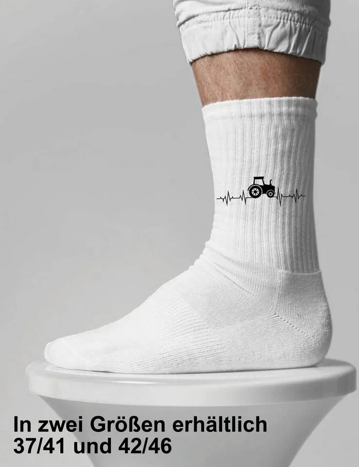 Youth Designz Tennissocken Unisex Socken "Heartbeat Traktor" Aufdruck lustig Geschenk Statement mit verstärkter Verse und Zehenbereich, Weiß, – Produktbild 2 von 5