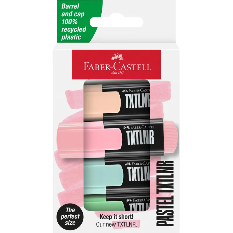 Faber-Castell Faber-Castell 4er-Set Mini-Textmarker "TXTLNR", pastell – Produktbild 1 von 2