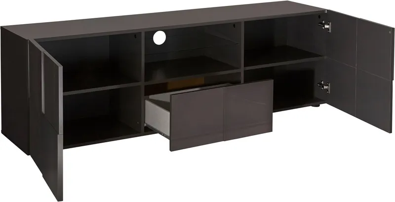 Home affaire Lowboard Dama Breite 181 cm, TV-Board 2 Türen, 1 Schubkasten, TV-Schrank, Front in 3D-Optik, viel Stauraum, verschiedene Farben, Grau, – Produktbild 5 von 8