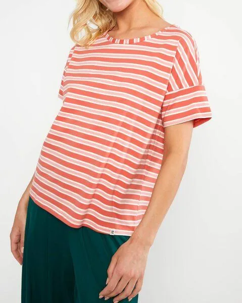 blutsgeschwister Blutsgeschwister Generous One T-Shirt für Frauen - aus Bio-Baumwolle, Caravan stripes red (rot), – Produktbild 2 von 3
