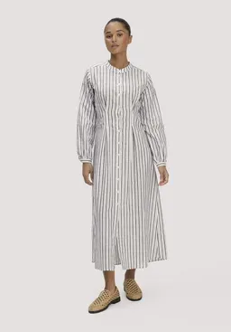 hessnatur hessnatur Hemdblusenkleid mit Taillierung Maxi aus Bio-Baumwolle mit Leinen – Produktbild 1 von 1