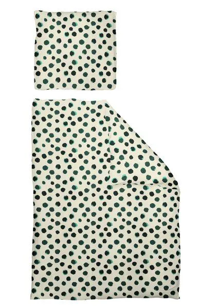 Nature by Adam Nature by Adam Bettwäsche 2tlg aus Leinen und Bio-Baumwolle - Made in Germany - Dots, Grün, – Produktbild 2 von 4