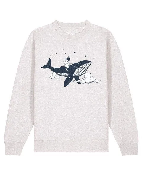 watapparel watapparel Sweatshirt Unisex Spacewhale, Cool heather grey, – Produktbild 1 von 2