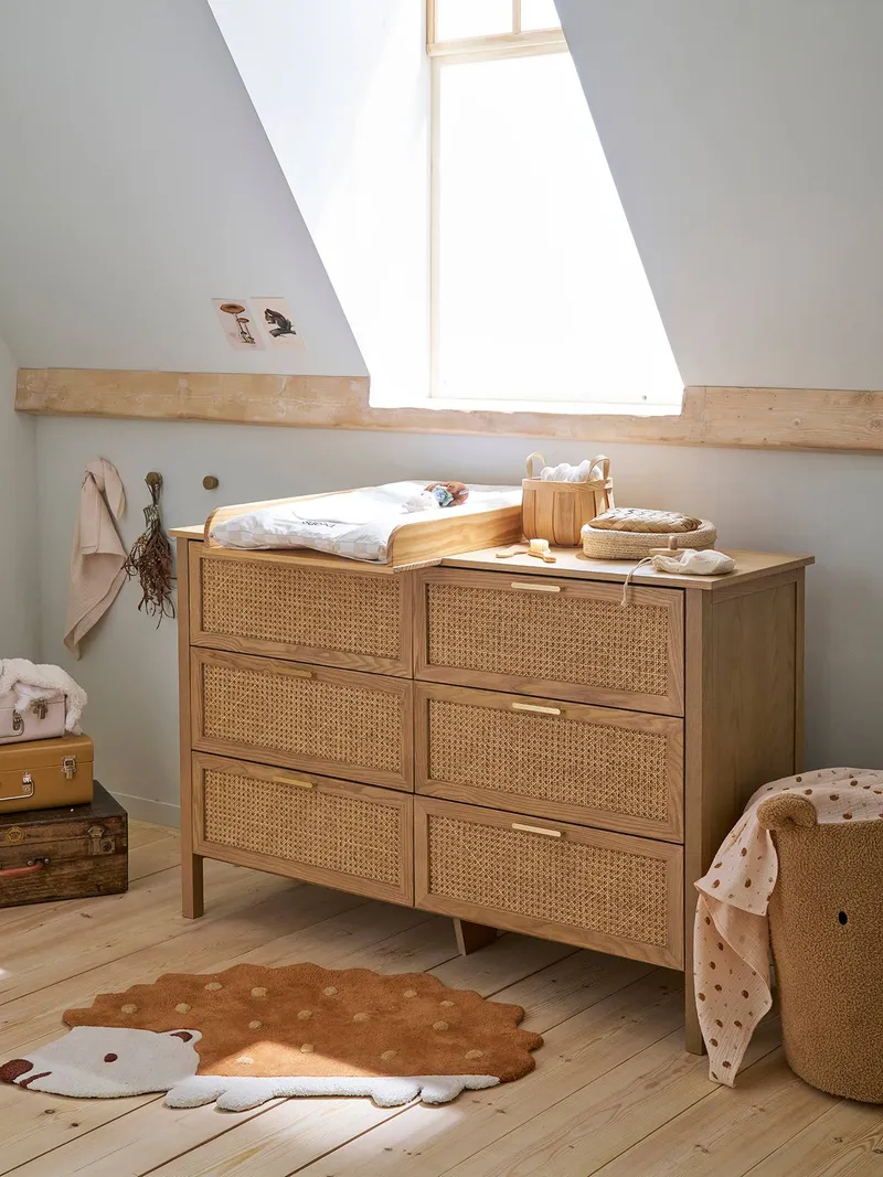 Vertbaudet Rattan-Kommode ELLA Tiefe 42cm Kinderzimmer, Braun, – Produktbild 2 von 4