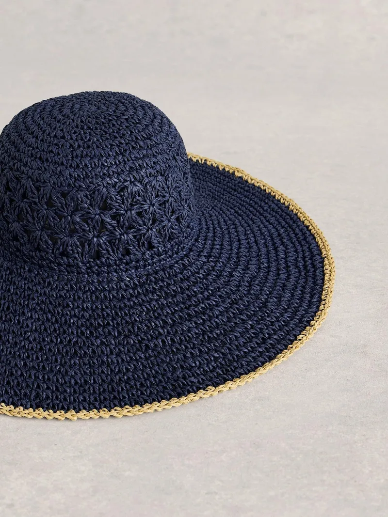 White Stuff Breitkrempiger Strohhut - Einheitsgröße, Marineblau multi, – Produktbild 2 von 2