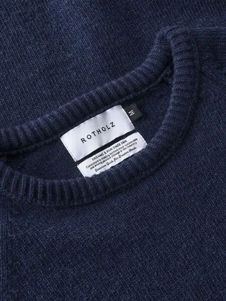 Rotholz Rotholz Smiling Strickpullover aus recycelter Wolle, Blue melange, – Produktbild 4 von 4