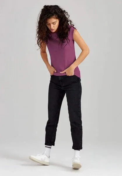 THOKKTHOKK ThokkThokk TT01 Cap Sleeve T-Shirt Damen (GOTS, vegan, Bio-Baumwolle), Plum (violett), – Produktbild 3 von 7
