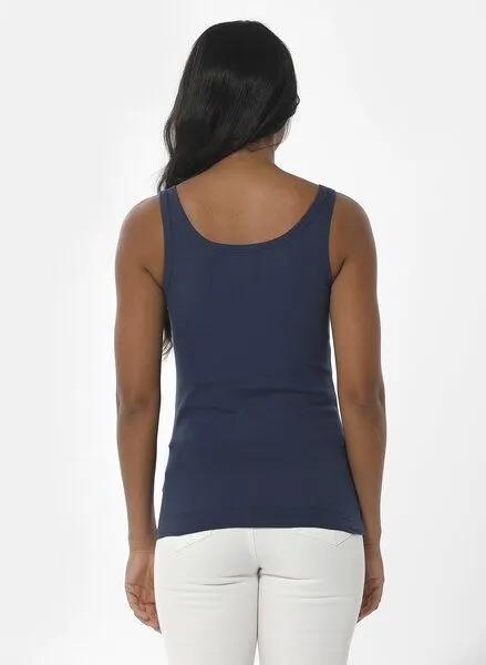 ORGANICATION ORGANICATION Geripptes Basic Top aus Bio-Baumwolle, Blau(navy), – Produktbild 4 von 4