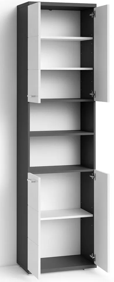 byLIVING Hochschrank Nebraska Breite 50 cm, Badezimmerschrank mit Metallgriffen, viel Stauraum, Grau, – Produktbild 5 von 5