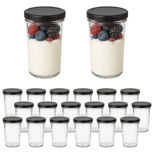 mikken mikken 20 Dessertgläser 150 ml – Einmachgläser mit Schraubdeckel, Schwarz, – Produktbild 1 von 3