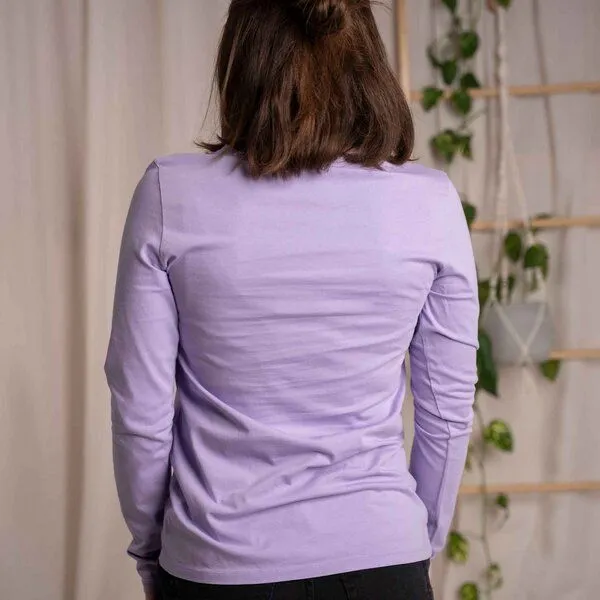 Vresh Clothing Vresh Clothing Vee - Longsleeve aus Biobaumwolle, Lavendel, – Produktbild 2 von 4