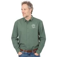 Life-Tree Life-Tree Hemd aus Biobaumwolle Fairwear für Herren "Olive" mit Brust-Logo in Green Bay, Grün, – Produktbild 2 von 5