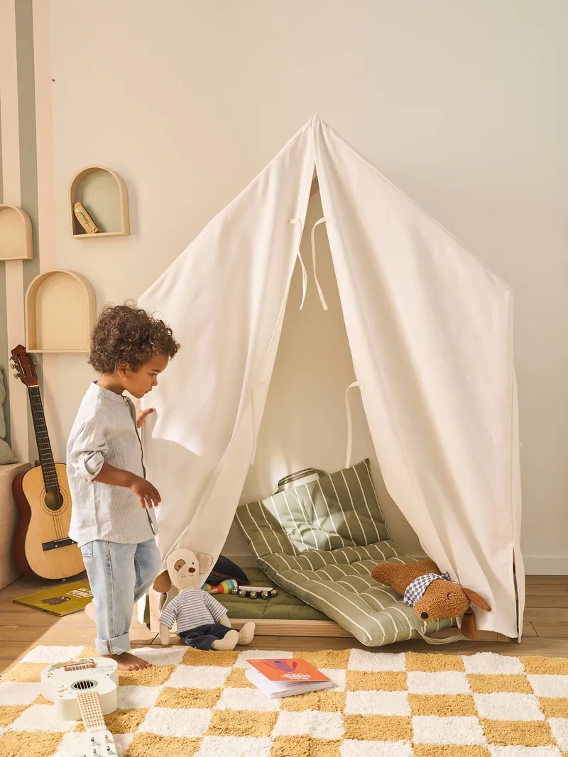 Vertbaudet 2-in-1 Kinderbett mit Stoffzelt und 2 Bettschubladen, Weiß, – Produktbild 3 von 4