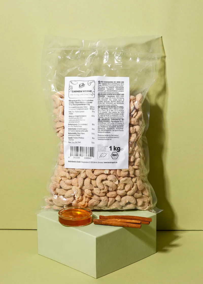 KoRo Bio Cashewkerne mit Honig und Zimt 1 kg – Produktbild 2 von 5
