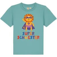 watabout kids watabout.kids T-Shirt Kinder Löwe Superschwester, Teal monstera, – Produktbild 1 von 1