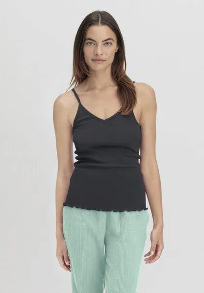 hessnatur hessnatur Spaghetti-Top V-Neck Fitted 2er-Set PURE NATURE aus reiner Bio-Baumwolle, Schwarz, – Produktbild 1 von 4