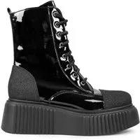 Altercore Altercore Damen vegan Stiefel Dalia Lack, Schwarz, – Produktbild 2 von 3