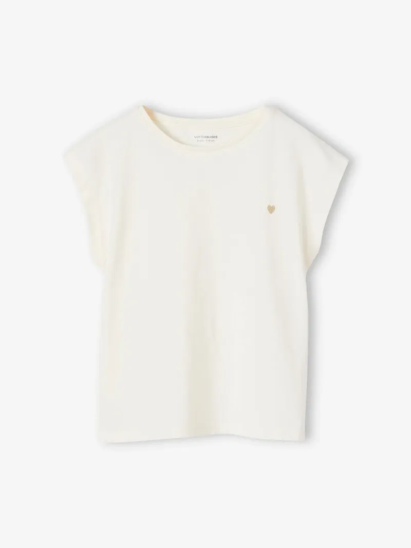 Vertbaudet Mädchen T-Shirt BASIC, Wollweiß, – Produktbild 1 von 2