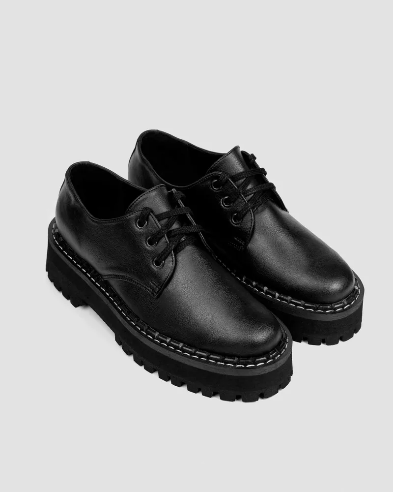 BOHEMA BOHEMA Herren vegan Derby Schuhe Chunky Derbs Schwarz, Schwarz, – Produktbild 2 von 2