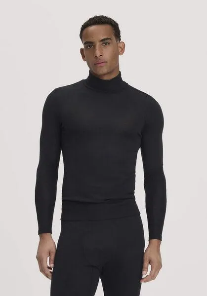 hessnatur hessnatur Roll-Neck Longsleeve Fitted aus Bio-Merinowolle und Seide, Schwarz, – Produktbild 1 von 4