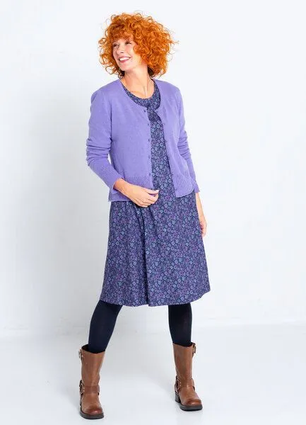 Heidekönigin Heidekönigin Strickjacke mit Ajourkante - GOTS, Violett, – Produktbild 1 von 3