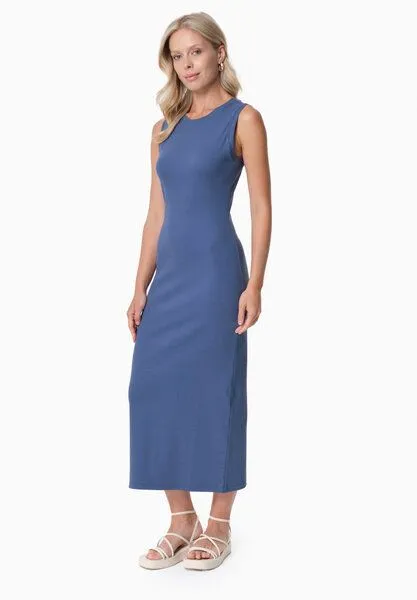 ORGANICATION ORGANICATION DURRU | Geripptes Kleid aus Bio-Baumwolle, Light navy, – Produktbild 2 von 3